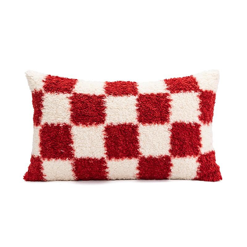 

Рождественская декоративная наволочка, диванная подушка, супермягкий квадрат, зимнее украшение для дома, красное клетчатое сердце One Size
