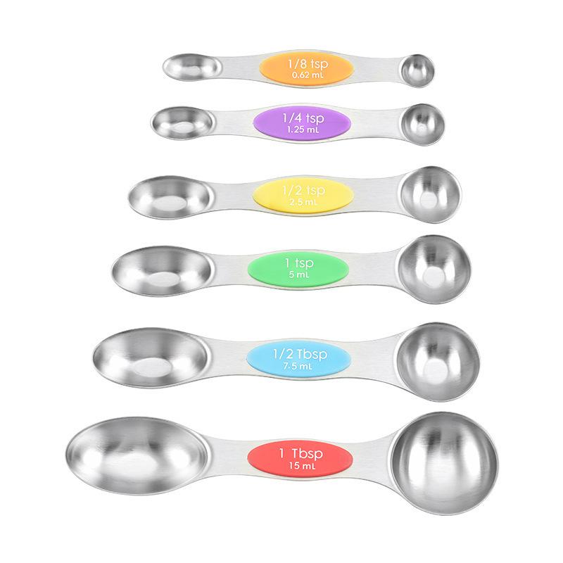 Magnetic Stackable 430 Stainless Steel Double-Ended Measuring Spoon Set with Scale