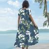 Frauen Casual Lose Bohemian Blumenkleid Kurzarm Lange Maxi Sommer Strand Swing Kleid