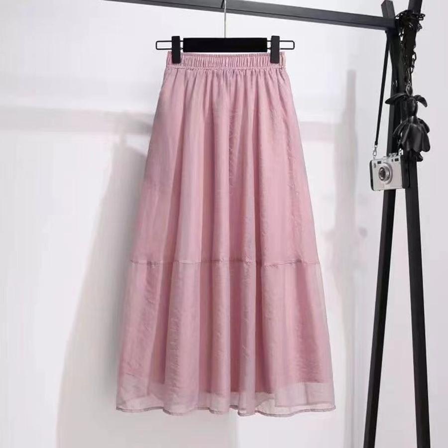 New Fairy Half-Skirt Summer High Waist Misty Cloud Chiffon Patchwork Cute Age-Reducing Half-Skirt