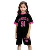Unisex Kids' Sport Set with Letter Print, Short Sleeve Top and Pants, Round Neck Casual Outfit