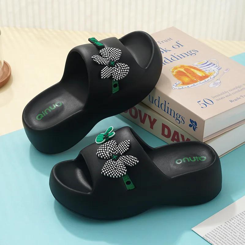 2025 Summer Platform  Slippers Women Comfy Solid Color Soft Sole EVA Pillow Slides Woman Couple Non Slip Beach Flip Flo