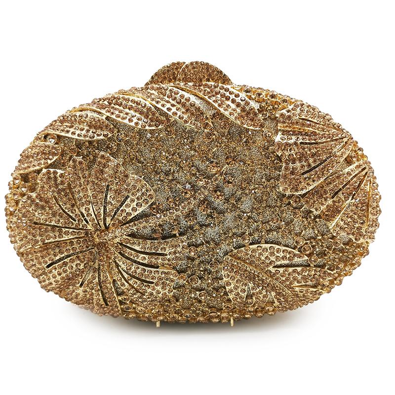 WHTUOHENG Crystal Evening Purse Bags For Women Diamond Flower Bags Gold/Silver Party Wedding Handbag Dinner CocktaiL Clutches