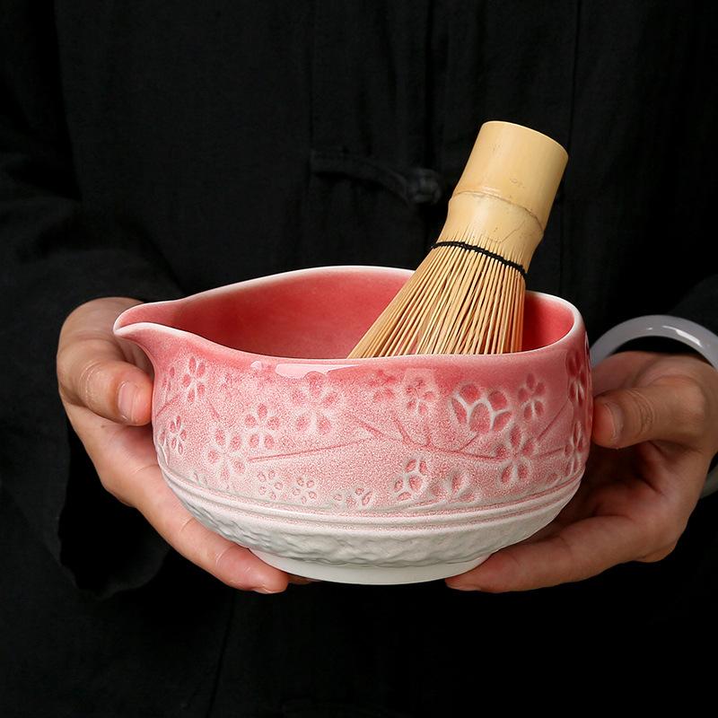 Japanese Style Ceramic Matcha Making Set Ceramic Bowl Matcha Teapoon Whisk Set Matcha Kit Gift Box Tea-making Accessories New