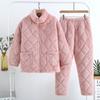 Pyjama Damen Winter Korallenfleece Verdickt Fleece Dreilagig Gepolstert Baumwolle Ultra-Dick Reißverschluss Kann Draußen Getragen Werden Winter Hausanzug Set