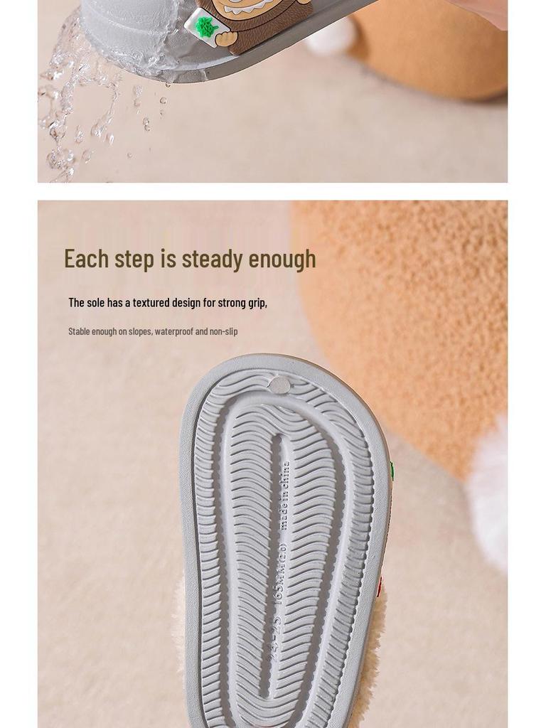 Lamb Wool Kids' Non-slip Slippers - Cute, Removable & Washable for Girls In Autumn/Winter