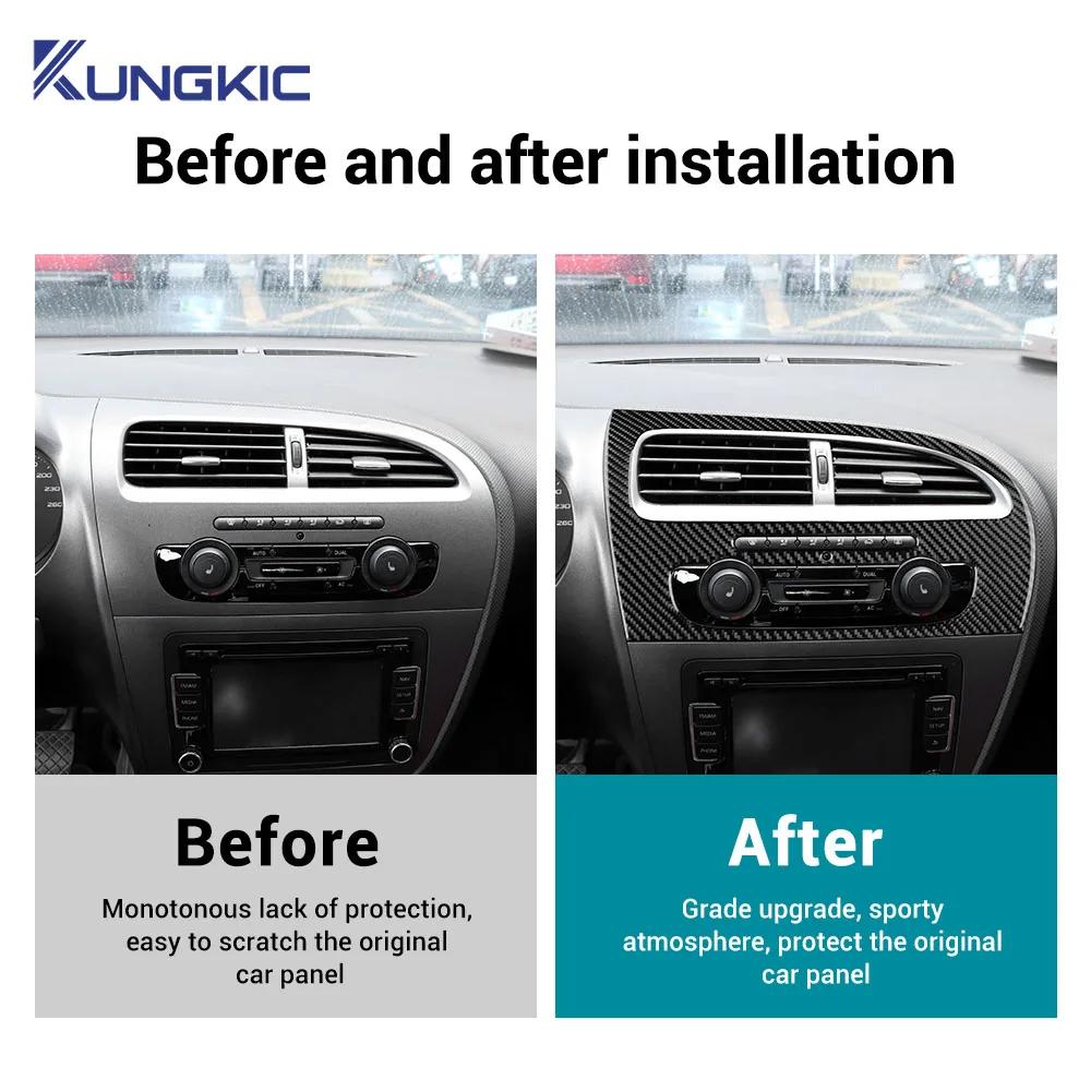 Carbon Fiber Dashboard Panel Sticker for Seat Leon 2005-2012 LHD RHD Air Conditioning Vent Trim