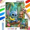 Digital Oil Painting Art Kit Stitch and Monkey Jungle Handmade Coloring Painting Home Decor
