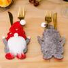 Christmas Cutlery Holder Bags Xmas Caps Santa Claus Snowflake Knife Fork Cover Set Party Dinner Table Tableware Decor Supplies