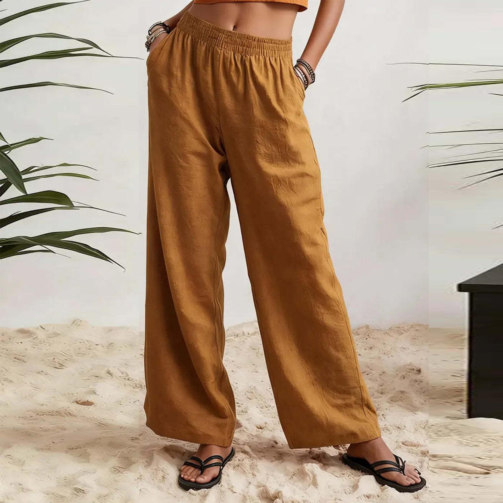 Women s Loose Fashion Pocket Casual Wide Leg Pants M