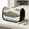 1pc Flip-Top Pencil Case, Technical Diagram Armored Vehicle Large Capacity Thickened Oxford Pencil Bag Double-Layer Zipper Pencil Pouch, Aesthetic Bac