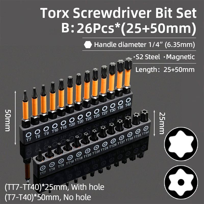 Sechskant-Inbusschlüssel-Schraubendreher-Bit-Set, magnetisch, Kreuzschlitz, Torx, Pflaume, manipulationssichere Bohrer, Schraubendreher, Handwerkzeuge