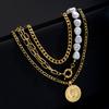 3Pcs/Set Coin Portrait Pendant Necklaces for Women Vintage Goth Baroque Pearl Gold Color Necklace Set New Aesthetic Jewelry 2026