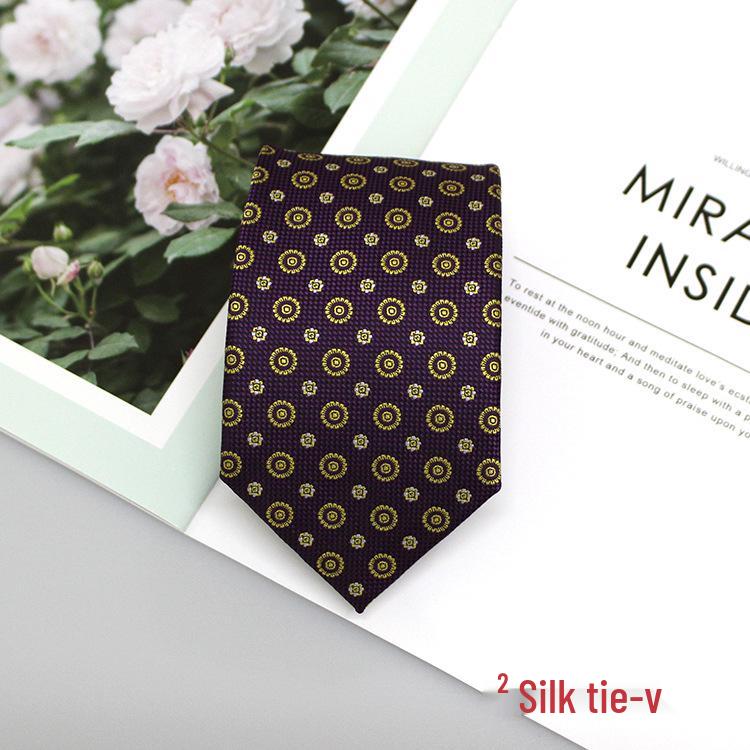 2024 Men's Jacquard Polyester Silk Tie - Floral and Stripe Design