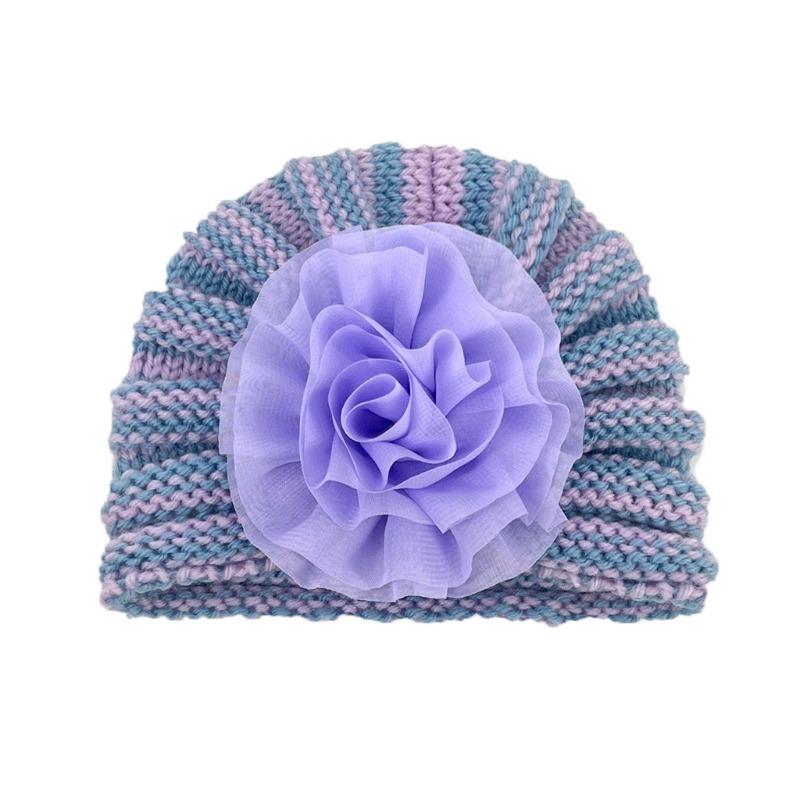 

Autumn and winter chiffon flower wool hat children s warm hat infant head hat Babyhat children