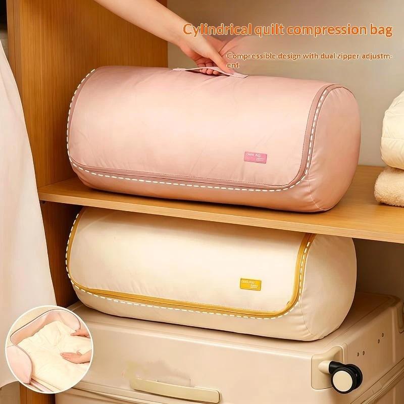 Cylinder Quilt Compression Organizer Large Capacity Round Storage Bag for Down Jacket Blanket Home Wardrobe Sorting