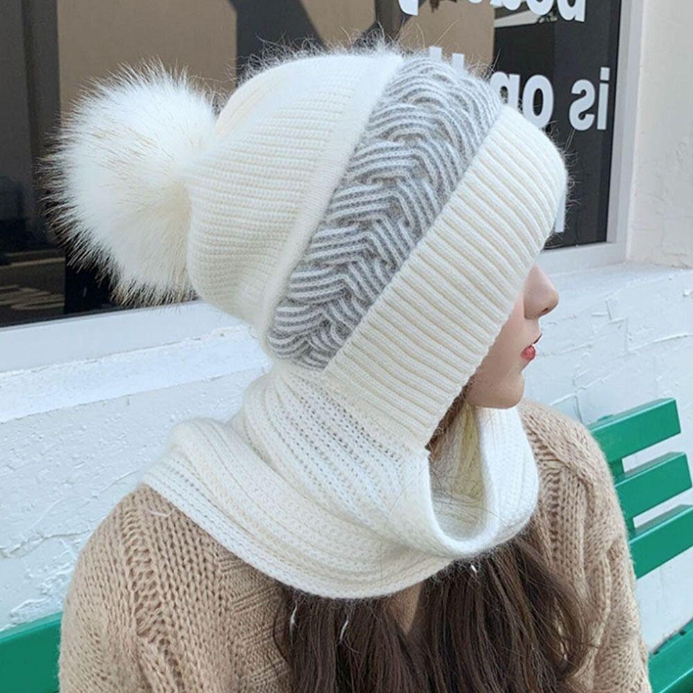 Men Women Thermal Balaclava Knitted Hat Neck Warmer Beanie Hat Scarf Neck Scarf Cap