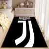 Football Club Area Rug, Juventus FC White J Logo 3 Stars Italian Flag Black Print, Soccer Fan Room Decor, Non-Slip Mat