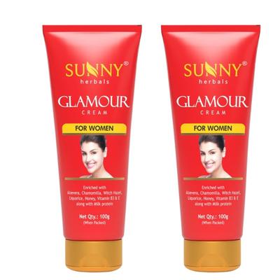 Sunny Herbals Krem Glamour 100 g X Opakowanie 2 szt. | Rozjaśnia skórę, Wyrównuje koloryt, Redukuje przebarwienia, Naturalny blask