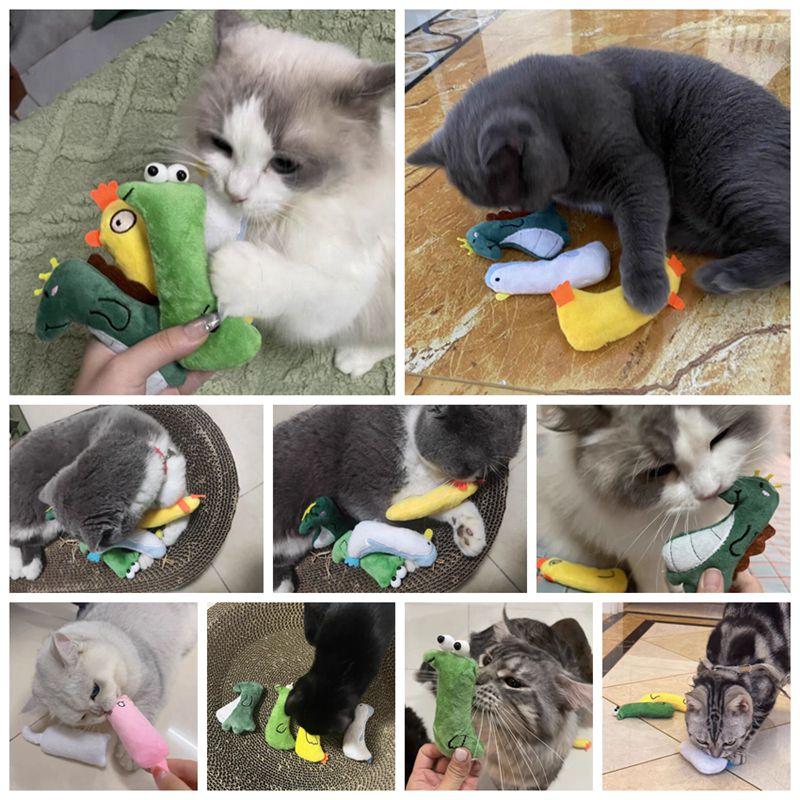 1PC Plush Cat Toy Catnip Cute Funny Chew Cat Playthings Cartoon Interactive Kitten Mini Teeth Grinding Thumb Pet Dog Chewing Toy
