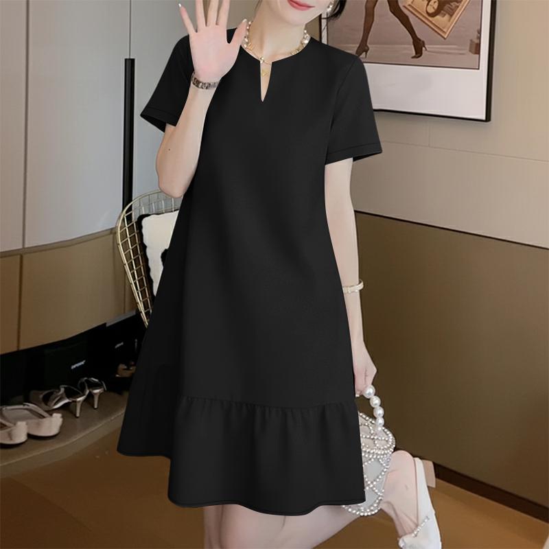 ZANZEA Women Casual V-Neck Solid Color Loose Summer Short Sleeve Dress S
