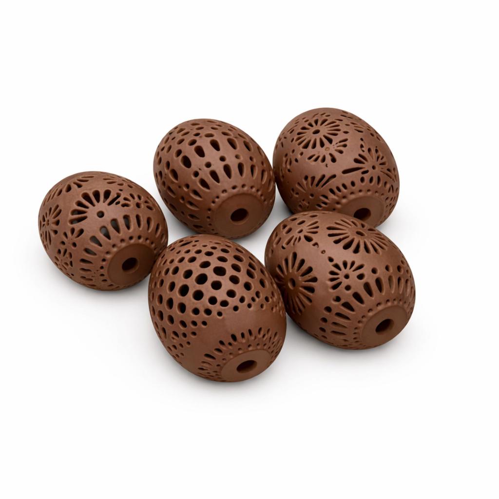 Set of 5 Easter eggs, brown openwork, spring decoration