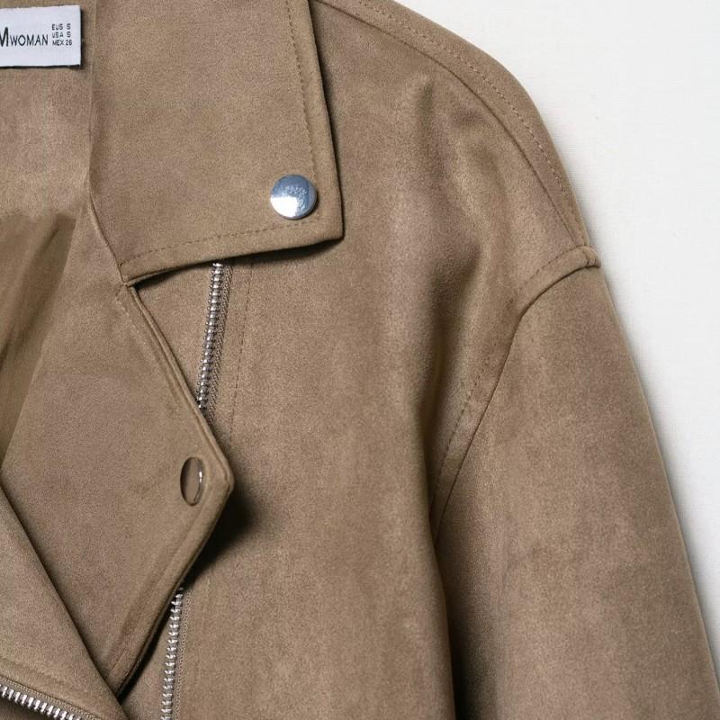 Womens Faux Suede Moto Jacket Fall 2025 Street Style Casual Outerwear