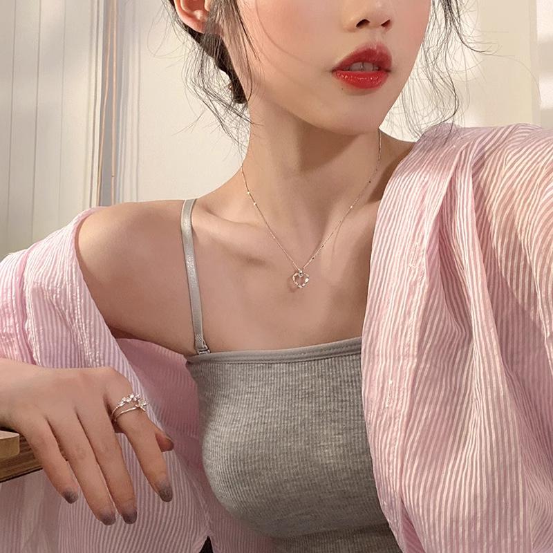 Spring Love Zircon Necklace Girls Light Luxury Niche Design Sense Collarbone Chain Cold Wind Neck Chain Niche