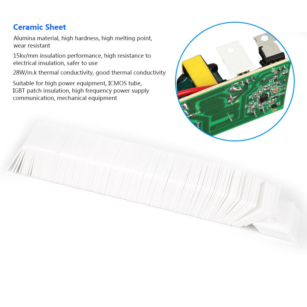 100PCS  TO220  Alumina Ceramic Insulating Sheet 3.2mm Hole MOS Transistor IGBT Cooling Pad