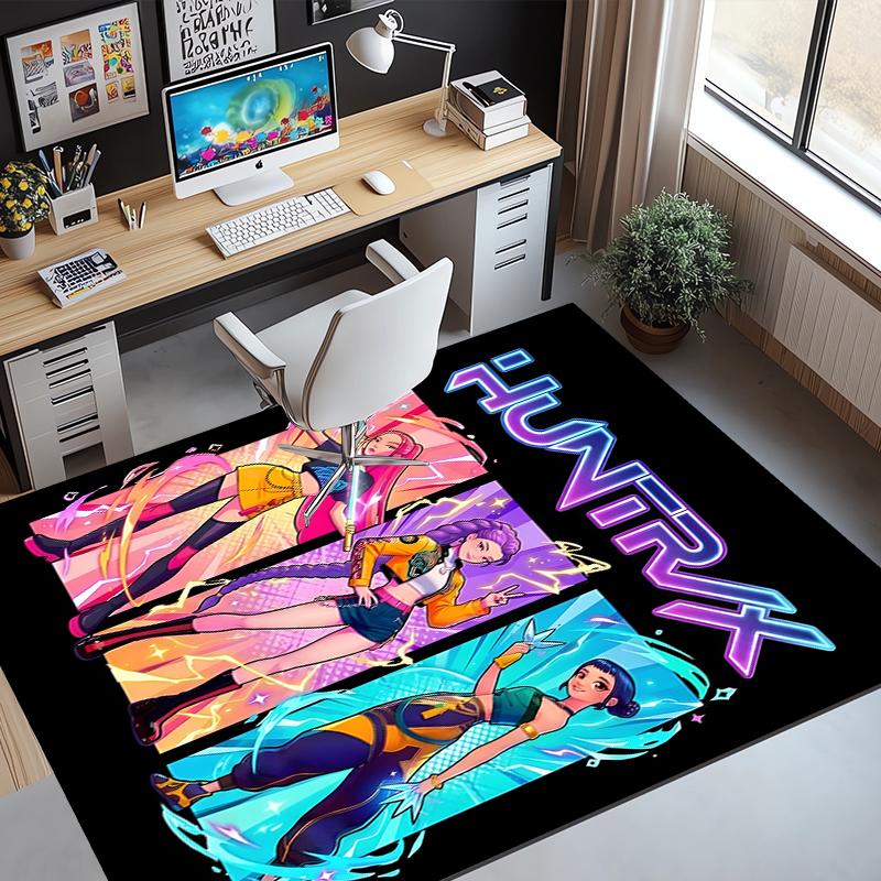 KPop Demon Hunters Pattern Rug, Indoor/Outdoor Mat, for Picnic, Gameroom, Bedroom, Office, Living Room, Home Decor Carpet, Birthday Gift