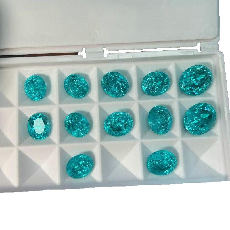 Paraiba Neon Blue Oval Loose Stones - Gemstone with High-Quality Crushed Ice Texture