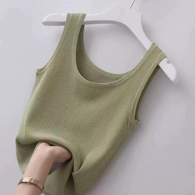 Sling Threaded Vest Women's Large Size Slim Fit Outer Wear Inner Bottoming Shirt Sleeveless Thin Vest