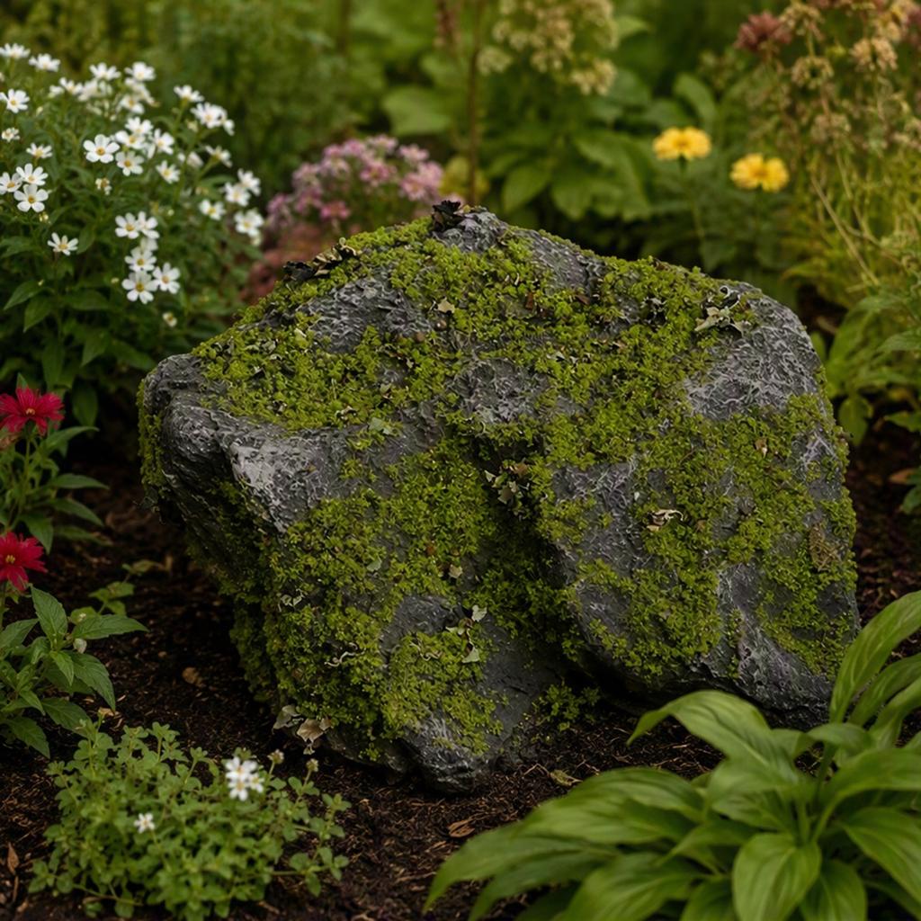 Outdoor Garden Bed Edging Decor Artificial Moss Faux Landscape Stone Fake Realistic Boulder Light