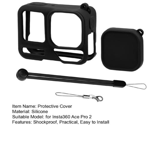 Protector de Lente para Cámara de Acción Cubierta Protectora a Prueba de Golpes Resistente a Impactos Fácil Instalación Funda de Silicona para Cámara de Acción para Insta360 Ace Pro 2