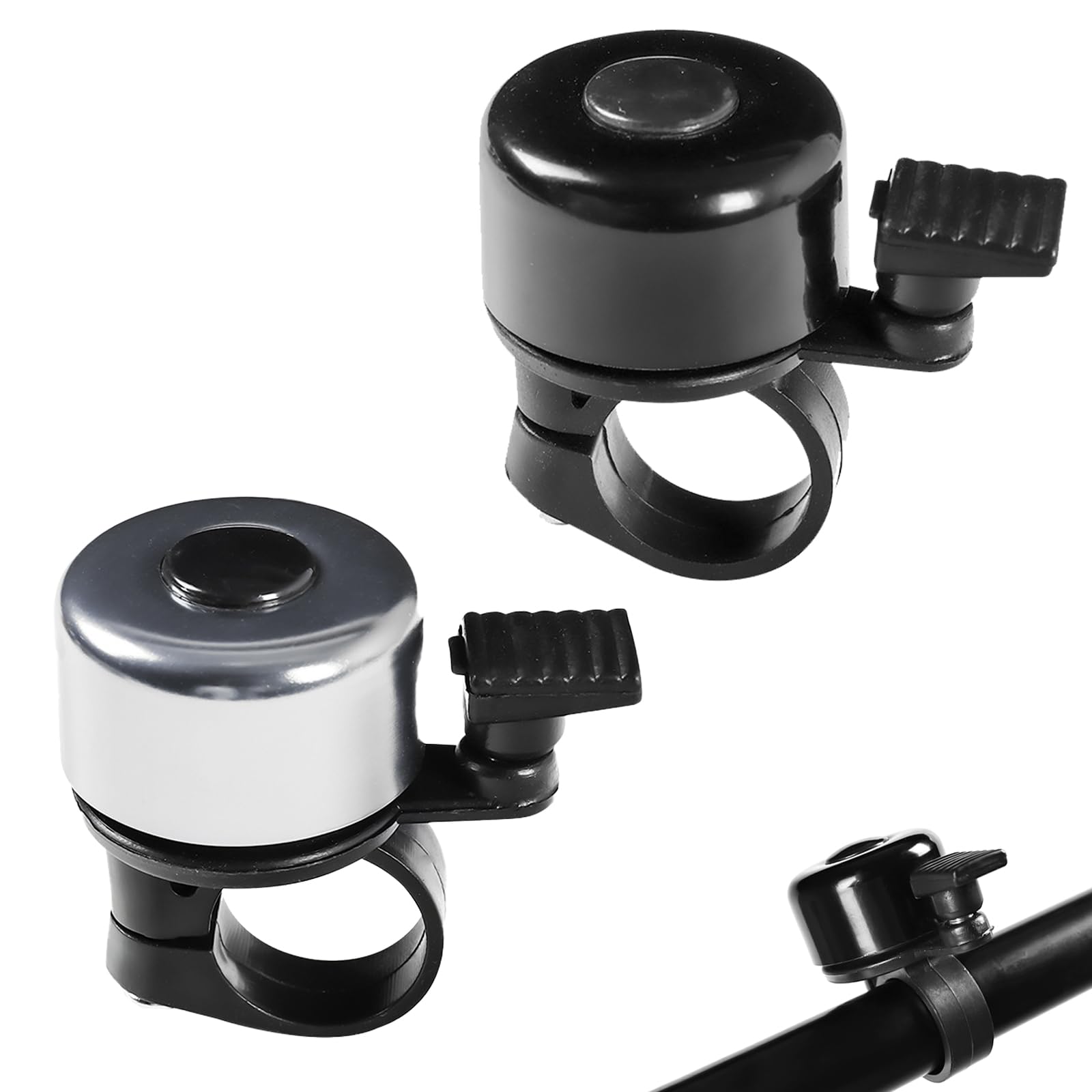 EsiFare Bicycle Bell, Set of 2, Bicycle Bell, Black + silver + black