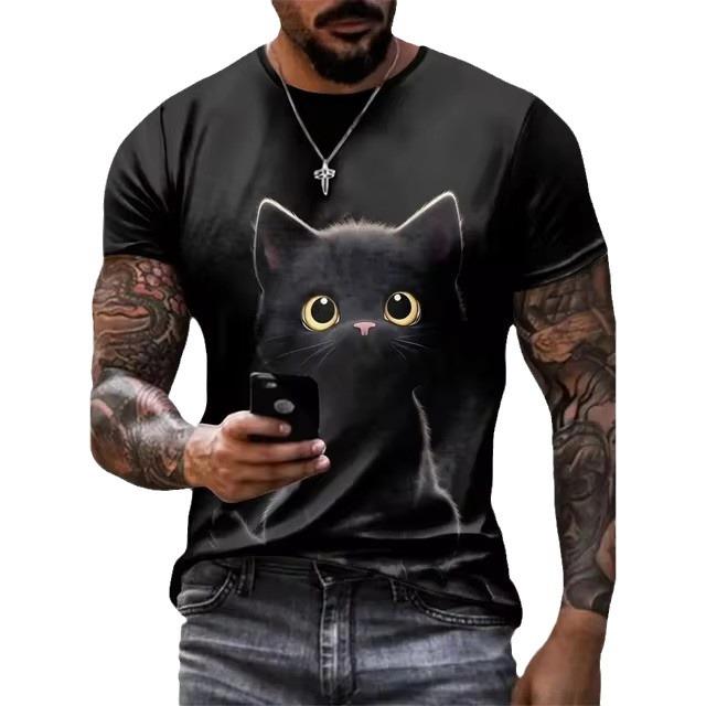 Sommer Rundhals 3D Lustiger Tierdruck Top Modische Lässige Kurzarm Herren T-Shirts