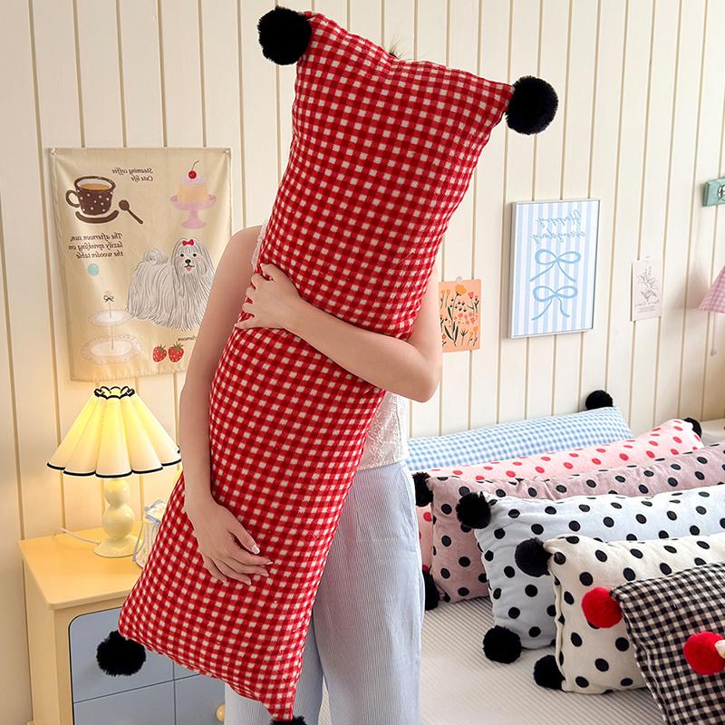 

Plush Long Milk Velvet Pillow Case Women Sleeping Side Soft Pom-pom Ball Cushion Cover Living Room Sofa Decor Body Pillowcase 40x90cm