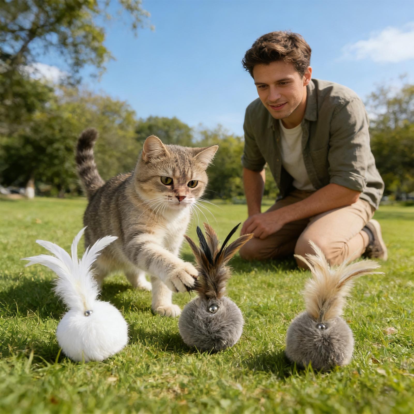 

Мячики для кошек 3 штуки Реалистичный мячик-погрызушка из кроличьей шерсти с колокольчиком Реалистичная интерактивная игрушка для кошек из кроличьей шерсти для чистки зубов China Mainland