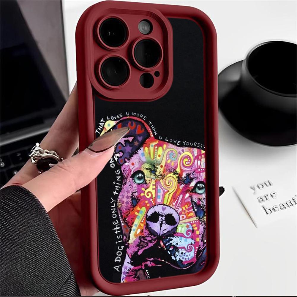 Ae76 Dog Color Doodle Design Art Protective Phone Cases for iPhone 13 14 15 Pro Max Infinix Hot 40i Tecno Camon 30 20 Pro Angel Eyes TPU Back Cover