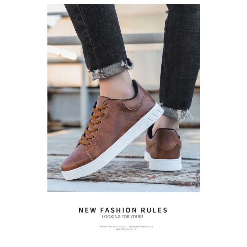 Large Size Men Fashion Versatile Casual Soft Sole Low Top White Sneakers