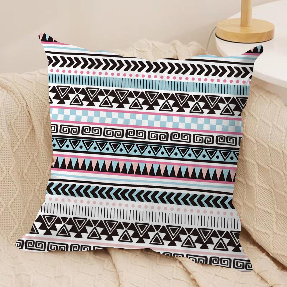 Red Ethnic Style Shading Cushion Cover Soft Plush Fabric DoubleSided Printed Sofa Cushion Cover for All Seasons Home Decor Gift