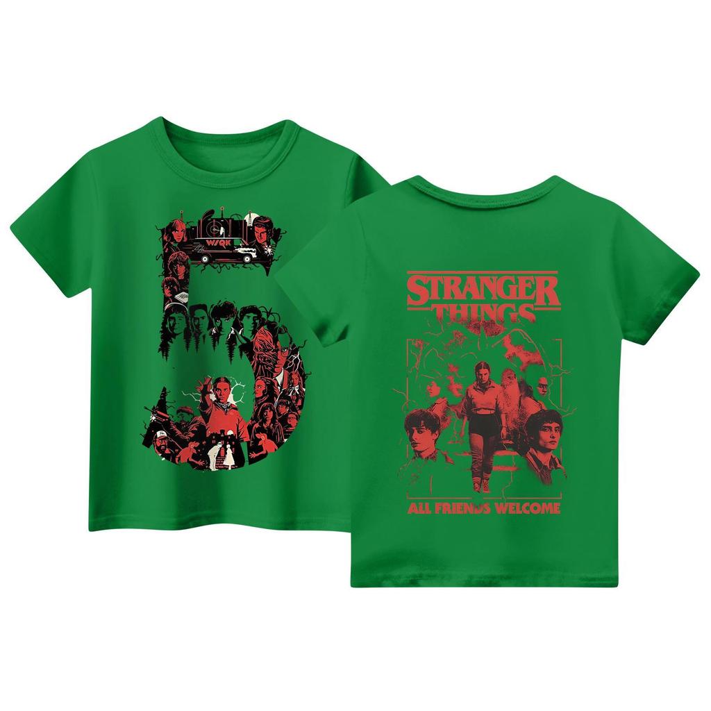 Laste lühikeste varrukatega topid, vabaaja trükiga T-särk, ümara kaelusega pulloverpluus