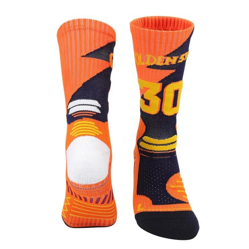 Professional Basketball Socks Jacquard Embroidery Pattern Towel Bottom Cotton Breathable Non-Slip Socks Medium Tube Sports Socks