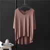 V-neck Undershirt Women's Five Quarter Sleeved T-shirt Summer Thin Plus Size Loose Sleepwear Mid Sleeved Korean Top