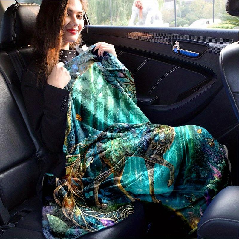 1pc Mystical Deer with Wings and Antlers In a Luminous Woodland Setting Blanket, Softs for Bed Couch Sofa, Living Room, Travel, Camping, Car Blankets