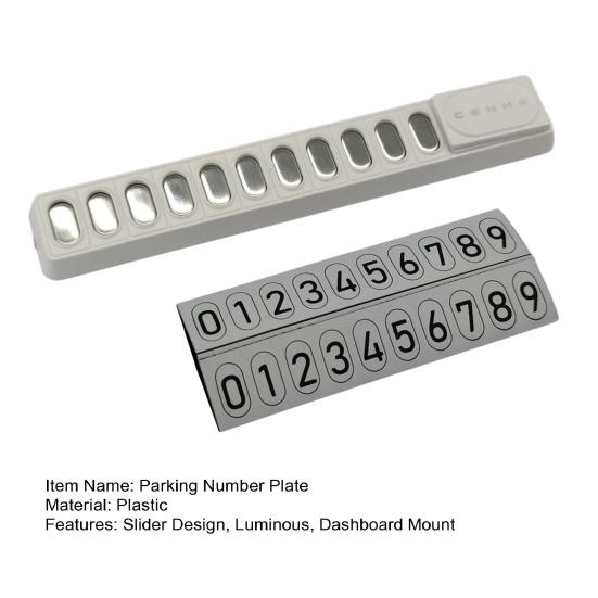 Car Parking Number Plate with Sticker Slider Night Luminous Dashboard Mount Universal Temporary Auto Phone Number Sign Car Accessories
