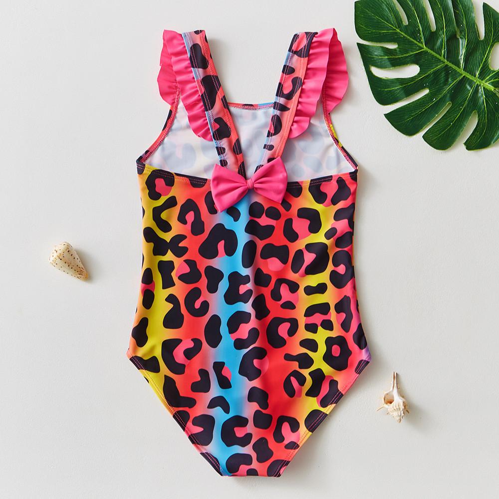 Girl Swimwear With Flamingo Print And Ruffle Shoulder Straps For Water Sports