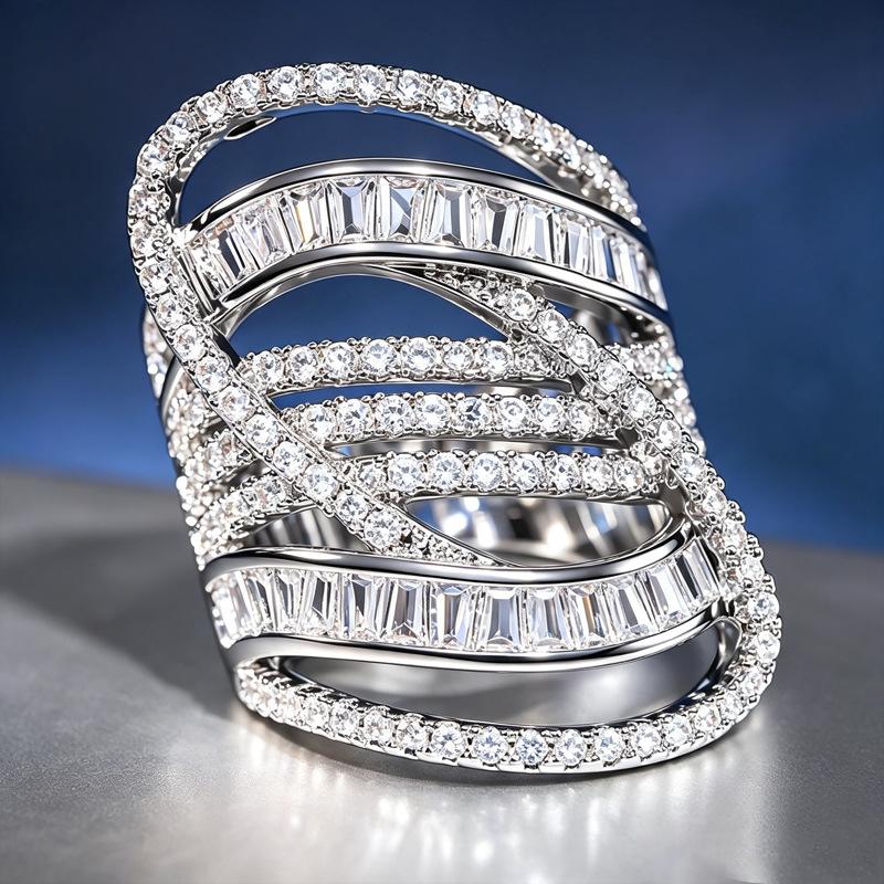 Special-shaped new ring woman, line design sense multi-layer jewelry, exaggerated personality Internet celebrity style factory direct sales