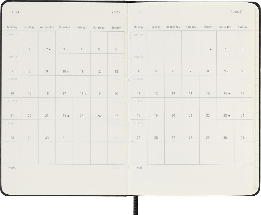 Moleskine Notebook 2025 January Start 12 Months Weekly Diary Vertical Pocket Size x Hard Cover Black DHB12WV2Y25 (9cm 14cm)