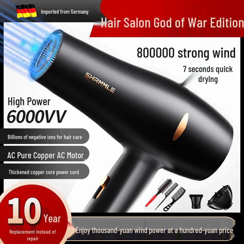European-American High-Speed Salon Hair Dryer: Powerful, Quick-Dry, Household Use Black 1800W